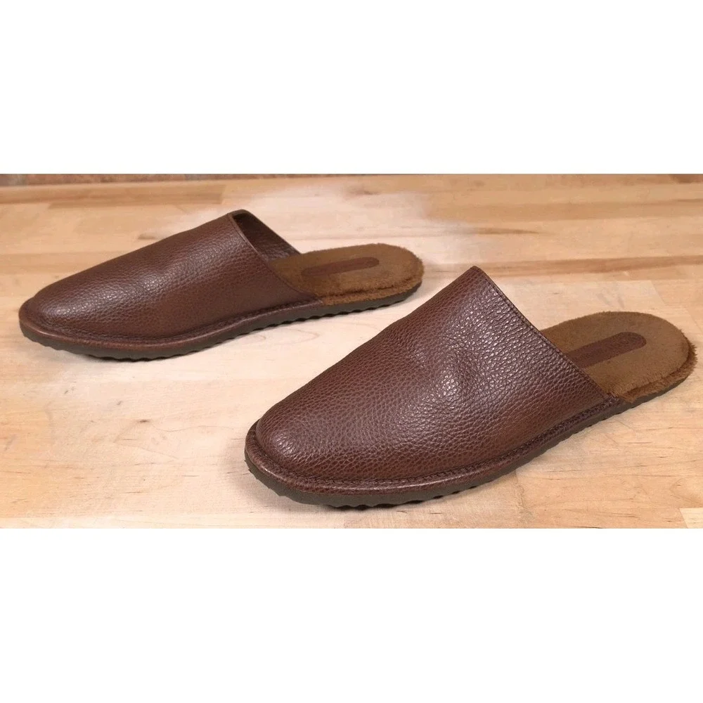Beckett Simonon Jones Brown Leather Slip-On Slippers Size 12M